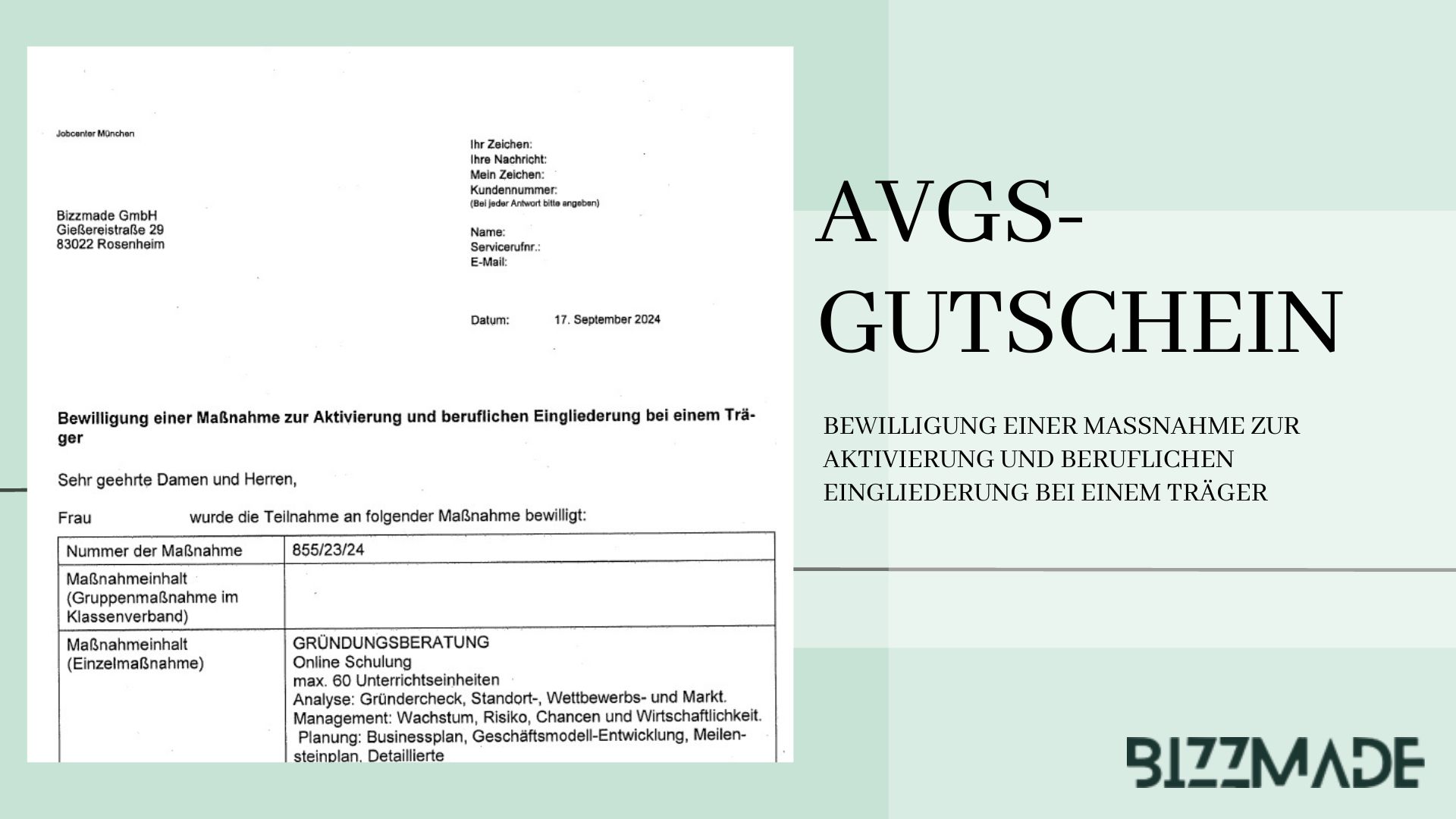 AVGS Gutschein Bewilligung